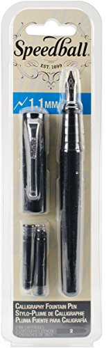 Speedball Calligraphy Fountain Pen 1.1mm Nib, Metal Steel, For Calligraphers, Writing, Creative Lettering, Hobbyists, Fine Artists, Rounded Tip Nibs, Easy Flowing Ink, Stationery Handwriting Supplies