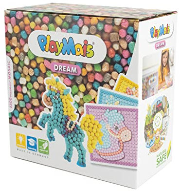 Playmais MOSAIC Dream Pony Kreativ-Set zum Basteln für Kinder ab 5 Jahren | Über 2.300 Stück & 6 Mosaik Klebebilder mit süßen Ponys | Fördert Kreativität & Feinmotorik | Natürliches Spielzeug