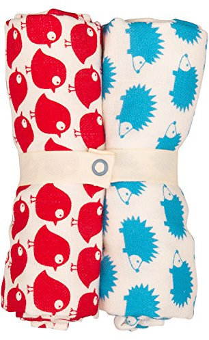 loud + proud Unisex Baby Halstuch Spucktuch im, 2er Pack, Animalprint, Gr. One size, Rot (Tmato/Sky to/sk)