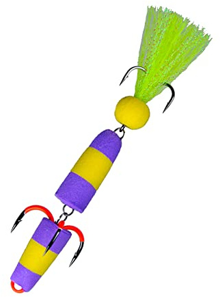 K.P Baits Foam Jig Schaumstoff Köder Streamer 9 cm Lila Gelb