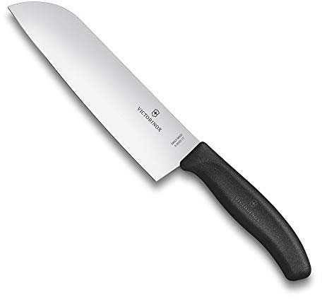 Victorinox Swiss Classic, Santokumesser, Küchenmesser, Gerader Schliff, Extra Scharfe Klinge, Spülmaschinengeeignet, Rostfreier Stahl, Schwarz