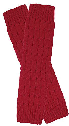 Wrapables Damen Beinstulpen mit Zopfmuster Stulpen, Burgunder, Einheitsgröße