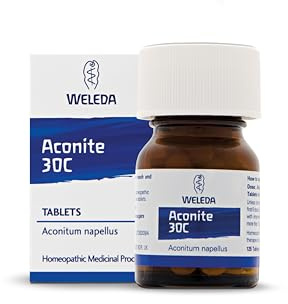 Weleda Aconite 30C Homeopathic Tablets 125 Pack Aconitum Napellus | Aconitum napellus 30C, Lactose & sucrose tablets, 2 tablets adults, 1 tablet children, Suck or chew dosage