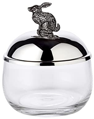 EDZARD Dose Vorratsglas Hase, Ostern Osterhase, edel versilbert, Höhe 12 cm, Durchmesser 9 cm