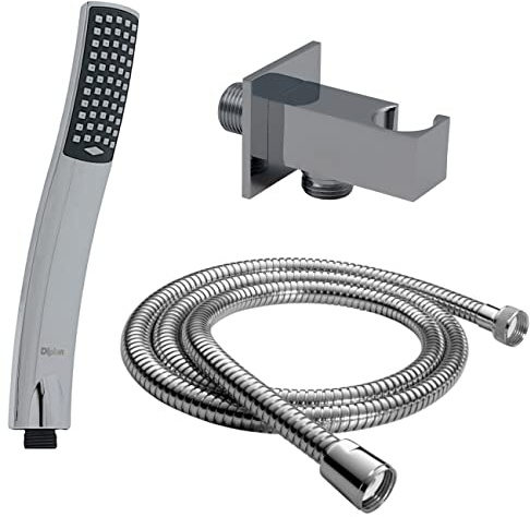 Design Handbrause mit antikalk Düsen/Duschbrause mit Schlauch 200 cm und Wandanschluss mit integrierter Brausehalterung