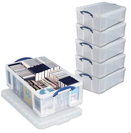 Really Useful Box Plastic 50 LITRE UNDERBED STORAGE BOXES, CLEAR, Pack of 9