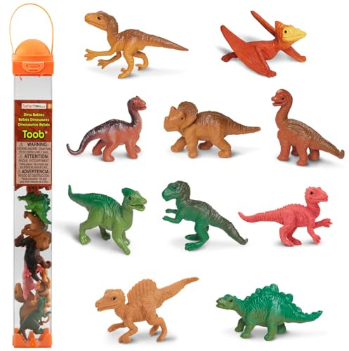 Safari Ltd. Baby Dinosaurs TOOB - 10 Figurines: Pteranodon, Apatosaurus, Triceratops, Brachiosaurus, Stegosaurus, Velociraptor, T-Rex, & More - Educational Toy Figures For Boys, Girls & Kids Ages 3+