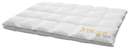 HANSKRUCHEN® Premium de Luxe Daunendecke 200x200 cm - Leicht / Übergang - Made in Germany Kassettendecke aus 100% Baumwolle - Allergiker geeignet