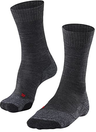 FALKE Herren Wandersocken TK2 Explore M So Wolle Funktionsmaterial antiblasen dick 1 Paar, Grau Asphalt Melange 3180-O, 39-41