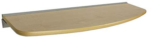 Wandregal 90 cm konvex geschwungen Ahorn mit silbernem Wandprofil (Klemmleiste)/ 1 Regal