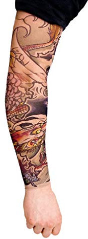 Dragon Master - Tattoo Ärmel zum Überziehen - Armgröße: M - Kostüm-Zubehör für Halloween, Karneval & Motto-Party