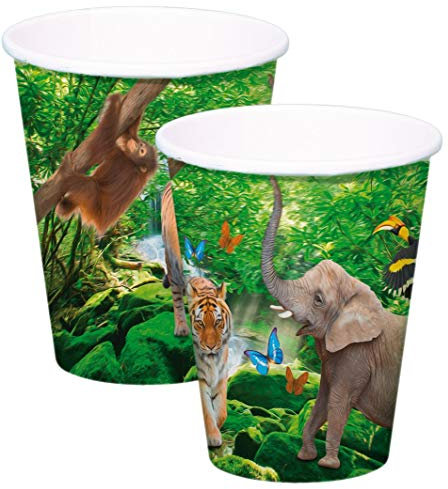 Folat 62001 Safari-Party Trinkbecher 250 ml - 8 Stück, Multi-Colored
