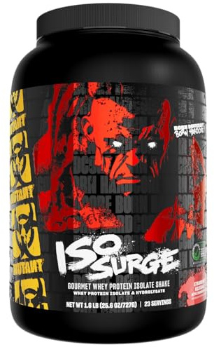 MUTANT ISO Surge | Whey Isolate Protein Powder | 25g Protein, Fast-digesting whey Protein Isolate & whey hydrolysate, Gourmet Flavors | 727 g | Strawberry Milkshake