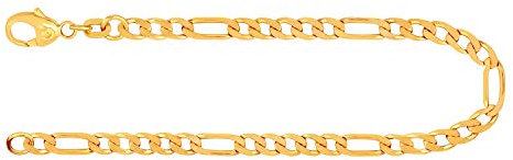 EDELIND 585 Gold Armband Damen Herren 3.4 mm Bracelet Figarokette diamantiert Gliederung 5+1 14 Karat Gelbgold Länge 19cm Armkette Made in Germany