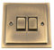 Light Switch 2 Gang 2 Way 10 Amp - Victorian - Antique Brass