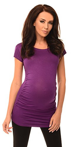Purpless Maternity Plain Cotton Top Pregnancy T-Shirt Tee for Pregnant Women 5010 (14, Violet)