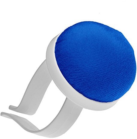 Arm Nadelkissen für das Handgelenk, Farbe: blau, Nadelkissen mit Armspange aus Kunststoff