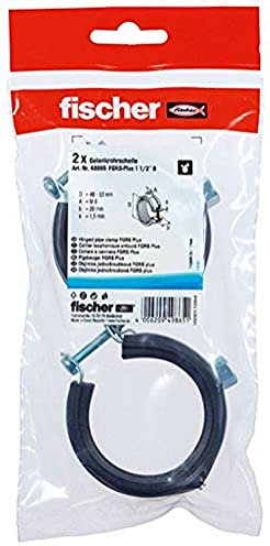 fischer FGRS Plus 1 1/2'' B - Rohrschelle mit Schnellverschluss zum zeitsparenden Befestigen von Rohrleitungen bis 2“ mit Gewindestangen oder Stockschrauben - 2 Stück - Art.-Nr. 49865