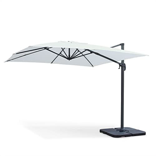 Alice's Garden - Parasol déporté carré 3x3m haut de gamme - Falgos - Ecru - Parasol excentré inclinable. rabattable et rotatif à 360°.