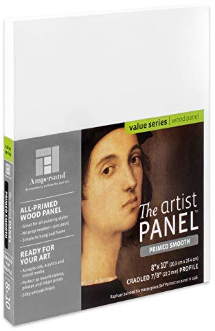 Ampersand Art Supply Primed Smooth, Wood, 7/8 Inch Cradle, 8 x 10