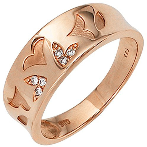Jobo Damen Ring 585 Gold Rotgold 6 Diamanten Brillanten 0,05ct. Rotgoldring Größe 52