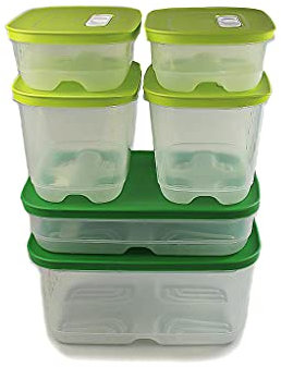 TUPPERWARE Kühlschrank 4,4L hoch+1,8L grün flach+ 1,8L (2) + 800ml (2) KlimaOase