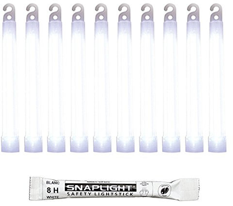 Cyalume SnapLight Knicklichter in weiß (100-er Pack) - 15 cm Glow Sticks mit Haken am Ende - ultra helle Light Sticks mit einer Leuchtdauer von 8 Stunden