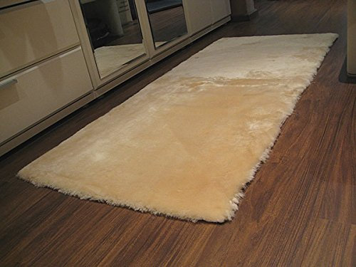 Reissner Lammfelle FP195 Echtes Schaffell rechteckiger Teppich Couchauflage Bettvorleger 195x60cm gobi
