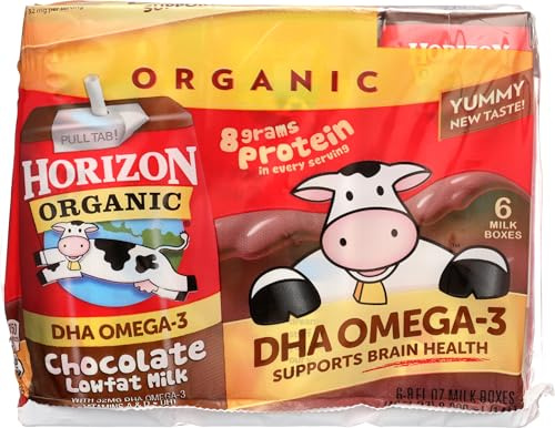 Horizon Organic Shelf-Stable 1% Low Fat milk Boxes with DHA Omega-3, Chocolate, 8 oz., 6 Pack