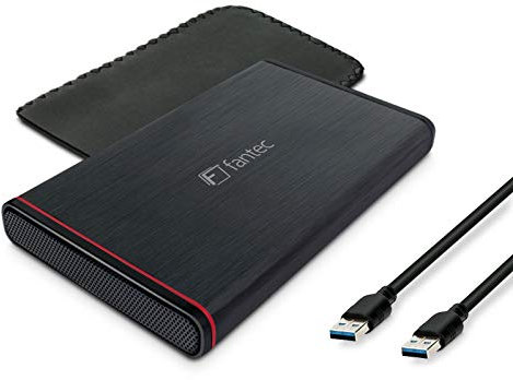 Fantec 225U3-6G - Caja para disco duro de 6,35 cm (2,5 pulgadas) SATA I/II/III o disco SSD, admite discos SATA III 6G, conexión supervelocidad 3.0, de aluminio, negro