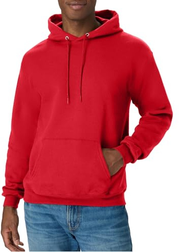 Hanes Men's Pullover EcoSmart Hooded Sweatshirt, Deep Red, Small