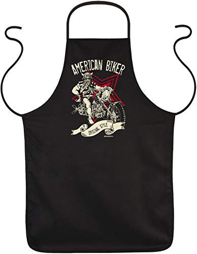 Biker Fun Grillschürze <-> American Biker <-> ideales Biker-Geschenk, Goodman Design®Schwarz