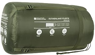 Mountain Warehouse Sutherland Schlafsack - geeignet für 3°C bis -18 °C, Isoliert, Extra Warm, Zweiwegereißverschluss, mit Fleecefutter - Ideal für Winter Camping Khaki Einheitsgröße
