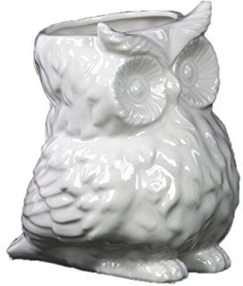 Urban Trends Keramik Eule Vase, glänzend weiß