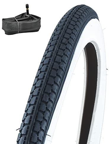 Fischer Reifen Straße 28 x 1,75 schwarz/weiß + Schlauch 28 x 1 3/8-1,75 mit Auto-Ventil