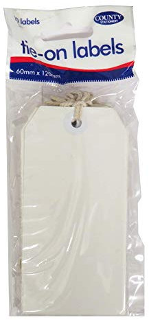 White Colour tie-on Luggage Labels 60x120 mm Strung Tags - Pack of 10