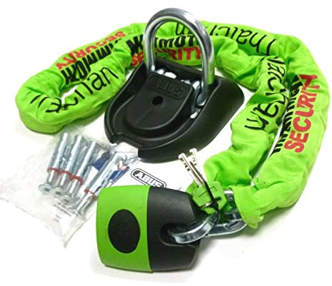MAMMOTH THATCHAM APPROVED CHAIN LOCK 1.2m LOCM007 & Abus WBA 100 Granit Ground Anchor Motorbike Security