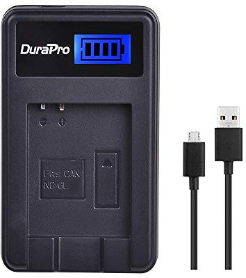 DuraPro Chargeur de batterie LCD USB de remplacement pour Canon NB-6L / NB-6LH – Select PowerShot Cameras: IXUS 310, SX275, SX280, SX510, 200, 105, 210, 300, S90, S95, SD1300
