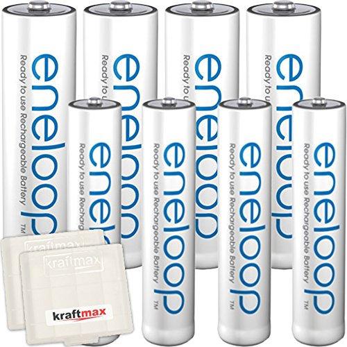 Kraftmax 8er-Kombipack Panasonic Eneloop Akkus - 4 Mignon AA, 4 Micro AAA Akku Batterien in Kraftmax Akkuboxen