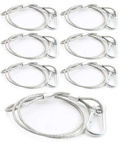 beamz 8x SAF20 Metal Lighting Safety Cable Set, 60cm Twisted Steel Security Wire Kit, 10kg Max Load Capacity per Cable, Ideal for DJ, Stage Lighting, Disco Rigging & Equipment Mounting
