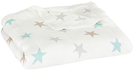 aden + anais couverture de rêve douce nouveau-né dream blanket silky soft prélavée en viscose de bambou, Légère pour Été, Garçon et Fille, Quadruple-épaisseur, 120cm x 120cm, Imprimé milky way, 9315G, Mehrfarbig, 120x120cm