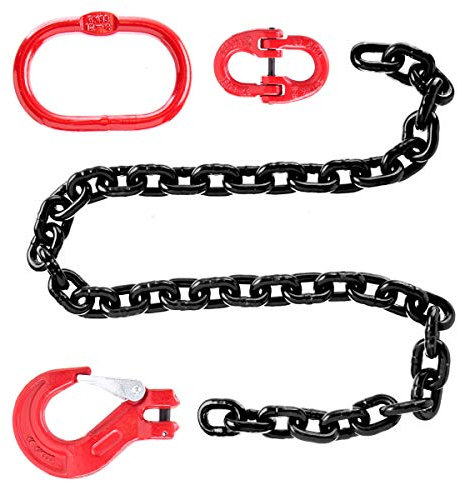 Jumbo-Shop Forstkette Schleifkette 6mm Rückekette - 1m Tragfähigkeit=1120kg SET - Anschlagkette Kettengehänge Krankette Güteklasse 8