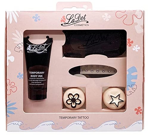 LaDot Tattoo Set für Kinder und Erwachsene, temporäre hautfreundliche fake Tattoos, Tattoo-Stempel für Körper und Arm, wasserfest, 5tlg.