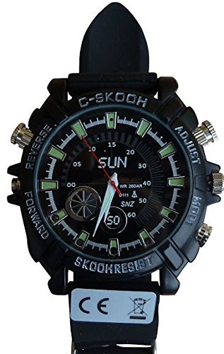 KOBERT GOODS K34 getarnte Full-HD Überwachungs-Kamera in Einer Aufladbaren Armbanduhr versteckte Mini-Camera mit USB Lade-Funktion Dauer-Aufnahme Nachtsicht und Ton IR 32GB sowie Video-Aufzeichnung