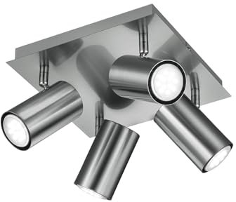 Trio Leuchten Rondell in Nickel matt, Rondel 4-flammig, exklusiv 4xGU10, 24 x 24 cm 802430407