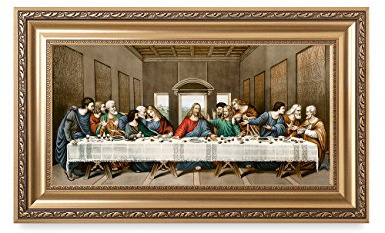 DECORARTS - Das letzte Abendmahl, Leonardo da Vinci klassische Kunst-Reproduktionen. Giclée-Druck und Museumsqualität, gerahmt, Kunst für Wanddekoration. 61 x 30 cm, Gerahmte Größe: 76 x 45 cm