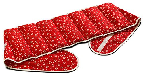 Wärmegürtel Rapssamenkissen Gürtel mit Klettverschluss - ca. 135cm - 7-Kammer - z.B. Wärme für unteren Rücken - Herzen-rot