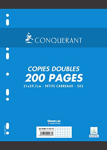 Conquérant Copies Doubles perforées A4 200 pages 70 g petits carreaux 5 x 5