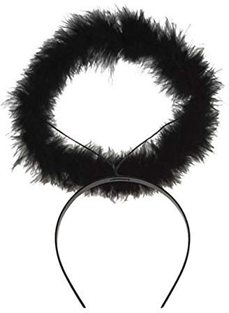 W WIDMANN MILANO Party Fashion 8638U - Heiligenschein Marabu, Schwarz, Kostümzubehör, Engel, Teufel, Mottoparty, Karneval