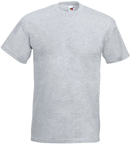 Fruit of the Loom Men's Super Premium Short Sleeve T Shirt, Heather Grey, L UK